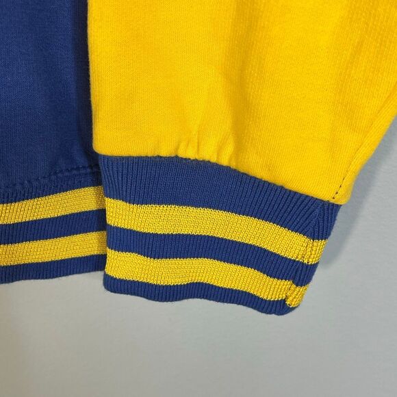 New York Popular Raglan Sweatshirt Men’s Medium Blue Yellow California - Picture 4 of 6